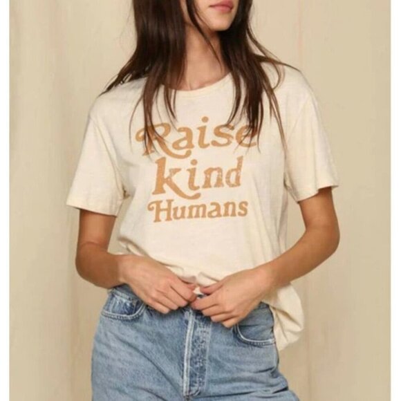 Blank Paige Raise Kind Humans Graphic Tee Size Medium Jersey Knit Bone - Picture 1 of 6